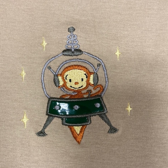 Vintage Gymboree space monkey tan olive green bodysuit short sleeve tee htf 3t - Picture 2 of 8